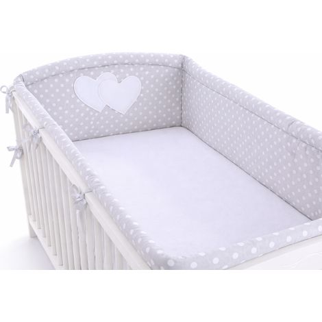 Tour de lit universel XXL pour barreaux - pois blancs sur fond gris (1/3)