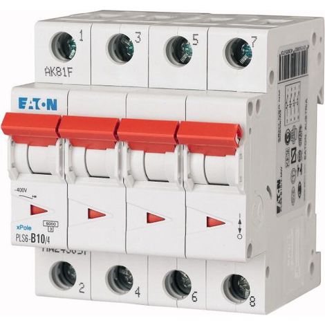Disj. PLS 4X10A 6kA (EN 60898) cbe D 000243106 EATON PLS6-D10/4-MW