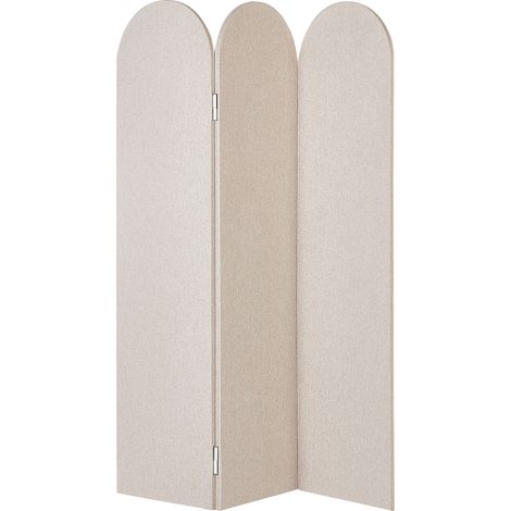 Biombo separador decorativo moderno 3 paneles estructura acero poliéster beige Slimmy (1/5)