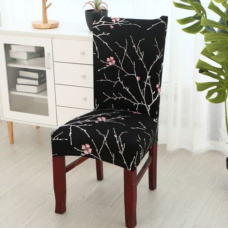 Housses de chaise extensibles universelles - Housses de protection modernes, élastiques et amovibles - Lot de 6 noires (1/4)