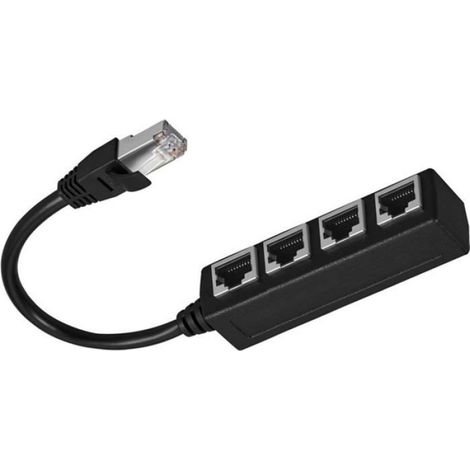 Répartiteur de câble Ethernet RJ45 Adaptateur réseau Ethernet 1 à 4 Convient pour connecteur Ethernet Câble répartiteur Eth (1/5)