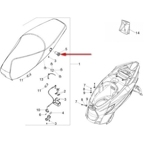 Serrure de selle origine pour scooter Aprilia 50 SXR Après 2021 (1/3)