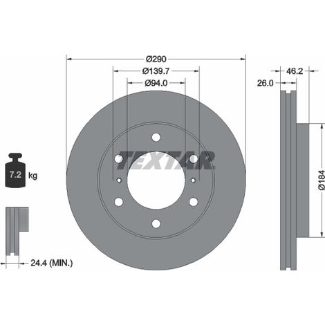 Lot de 2 Disques de frein Textar 92167103 MITSUBISHI 4615A061