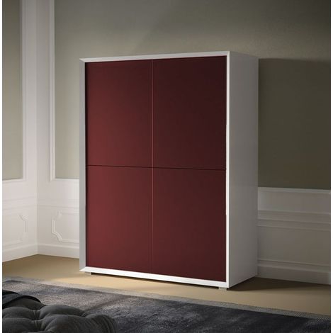 Credenza 4 ante linea Tilt in finitura bianco opaco e rosso (1/3)