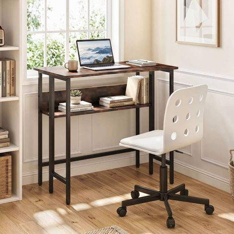 Small Folding Desk with Storage Shelf - Rustic Brown (1/5)