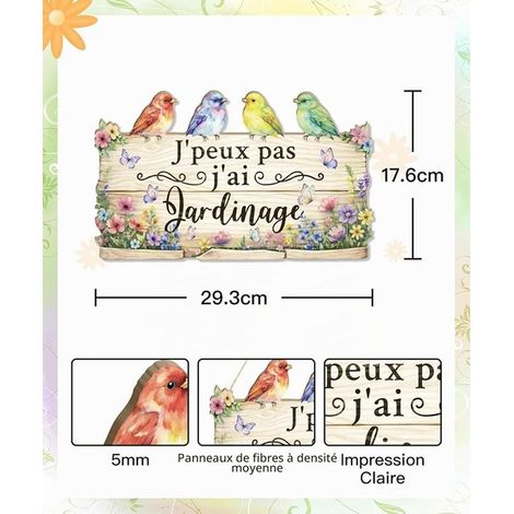 Wooden Hanging Plaque Decorative Illustrated Sign Birds Flowers Butterflies Hanging for Home Terrace Balcony Decoration (1/3)