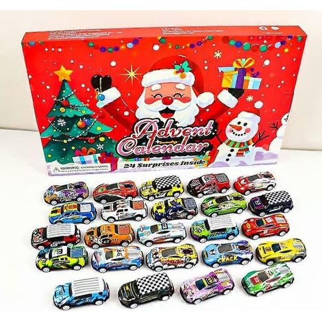 Calendrier de Noël, calendrier de compte à rebours 2026, 24 surprises à collectionner, cadeau de Noël pour enfants, voiture de course (1/4)
