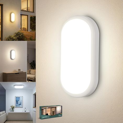 LED Plafonnier, 12W 1200LM Lampe Murale Ovale, IP54 Plafonnier Salle de Bain, 3000K/4000K/6000K Applique Murale Intérieur Exterieur de Cave pour Jardin Cave Couloir Balcon, 1 Pièce (1/5)