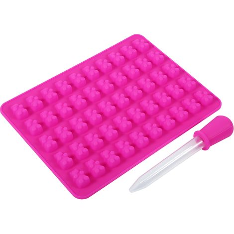 Lot de 2 moules en silicone rouge rose pour chocolat, ours, 50 cavités DIY artisanat, moule à bonbons et glaçons