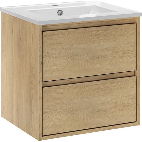 Mueble de lavabo simple empotrado de 50 cm Edmé Bois (1/4)