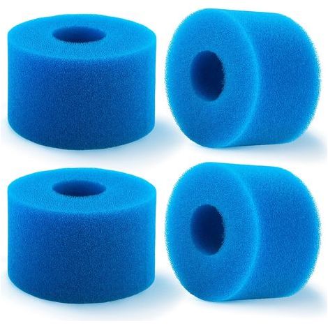 4 Pièces Filtre Piscine, Cartouche de Filtre en Mousse, Mousse pour Filtre Piscine, Réutilisables et Lavables, Filtre en Mousse pour Spa, Piscine (1/5)