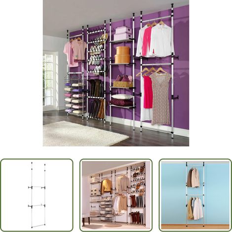 Rangement vêtements - Système de garde-robe télescopique avec barres Aluminium (1/5)