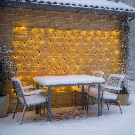 esotec Solar Lichternetz mit 144 warmweißen LEDs Lichtvorhang Lichternetz 102190 (1/5)
