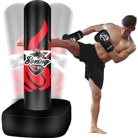 Sac de Frappe Adulte Autonome Lourd 175cm - Mannequin Gonflable Stand Up Home Punching avec Base pour Boxe, MMA, Muay Thai (1/5)