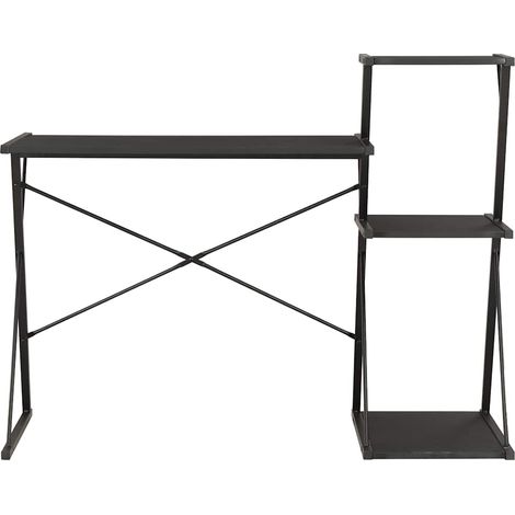 vidaXL Escritorio con estantería negro 116x50x93 cm (1/2)