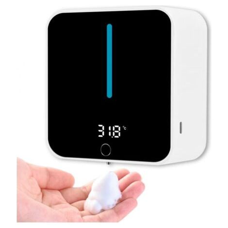 Automatischer Seifenspender zur Wandmontage, LCD-Display zeigt Raumtemperatur und Geschwindigkeit an, Reinigung per Knopfdruck, 400 ml Fassungsvermögen, nur Schaum. FLITI