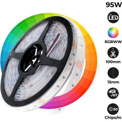 Striscia LED RGBWW impermeabile - 19W/m - 24V - 60 LED/M - IP67