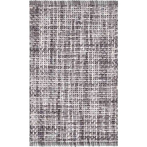 Tappeto da bagno CRAZY GRIGIO, morbido e assorbente in microfibra antiscivolo, lavabile in lavatrice, ideale per doccia, lavabo e sanitari, con effetto intreccio 60x120cm (1/5)
