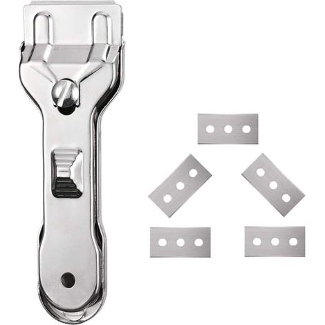Grattoir pour plaques de cuisson avec lame supplémentaire, grattoir pour verre et céramique, sans danger pour les surfaces