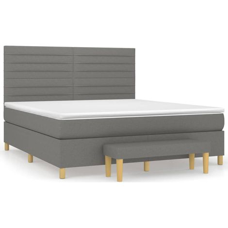 Maison Exclusive - Cama box spring con colchón tela gris oscuro 1 (1/5)