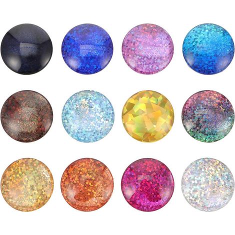 Lot de 12 aimants de réfrigérateur en verre cristal pailleté pour tableau blanc-3X3X0.4CM (1/3)