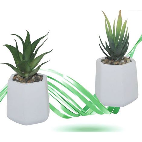 Trade Shop - Vaso In Ceramica Con Piantina Artificiale Pianta Idea Regalo Bomboniera 15x8 Cm - (1/2)