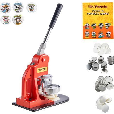 Mophorn Kit per Fustellatrice Manuale di Badge Spillo Bottoni Modelli Diametro 75mm, Kit di Punzonatrice Manuale in Ferro ABS per Badge Spillo Fai-da-te con Accessori Completi Modelli da Diametro 75mm (1/5)
