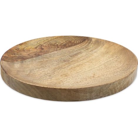Akazien Servierplatte lebensmittelecht - Ø 30 cm - Holz Kerzenteller braun - Servierteller Deko Tablett Obstteller Vorspeisen Tapas Platte