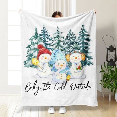 1 pièce Couverture flanelle, douceur hivernale, motif Noël élans et Père Noël, 125x150 cm, usage salon/chambre/voyage (1/4)
