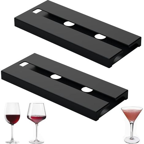 (Negro) 2 piezas de soporte para copas de vino colgantes, soporte para copas de vino, soporte para copas de vino, soporte para vasos, soporte para copas de vino para el hogar, bar, cocina, restaurante