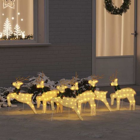 LED Rentiere 6 pcs Gold Stoff