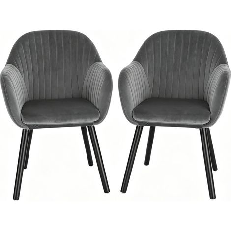 Set di 2 sedie da pranzo con braccioli in velluto e legno metallo 81 cm grigio scuro MODENUIT (1/5)