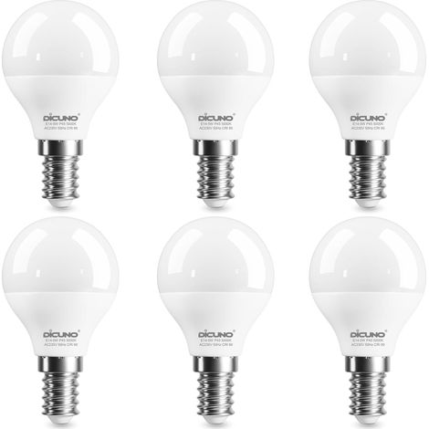 E14 P45 LED Bulb, 5W Equivalent 50W, 5000K, 550lm, Pack of 6 Cool White, Round Light Bulb G45, CRI 90, 220°, Non-Dimmable, E14 Small Screw Cap for Table Lamps and Ceiling Lights (1/5)
