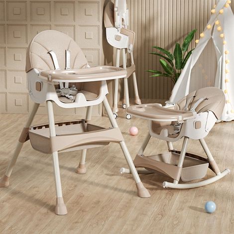 Chaise haute pour bébé enfant 4 en 1 réglable avec harnais 5 points, de la naissance à 6 ans