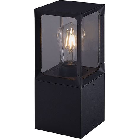 Farola/sobremuro criz ip44 1xe27 l.12,3xan.12,3xal.30cm aluminio+vidrionegro