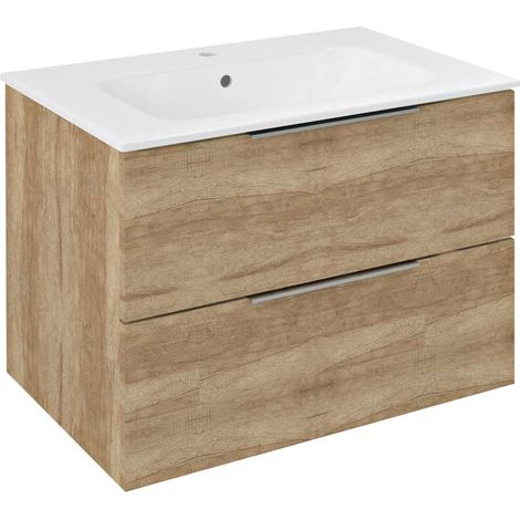Sapho Cirasa - Mobile lavabo, 70x52x46 cm, 2 cassetti, rovere alabama CR701-2222
