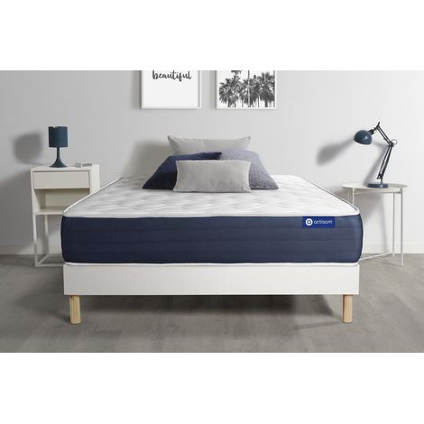 Ensemble matelas Latex et Mémoire de forme ACTILATEX SLEEP 90x200 5zones de confort + sommier KIT blanc (1/5)