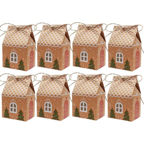 Lot de 20 boîtes cadeaux de Noël, boîtes cadeaux en papier kraft décorées pour Noël, petites boîtes cadeaux pour emballer des bonbons (AAA) (1/5)