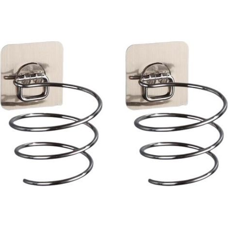 Porte-Sèche-Cheveux,Support Mural pour Sèche-Cheveux Auto-adhésif en Acier Inoxydable sans Perçage,Support de Sèche-Cheveux,2PCS (1/4)