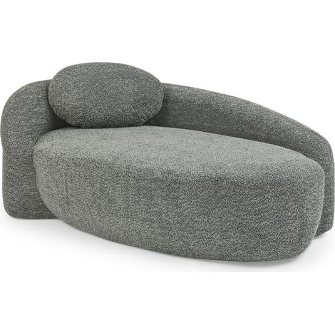 Canapé minimaliste en teddy fleece gris, design arrondi et doux, confortable pour salon, chambre et studio (1/5)