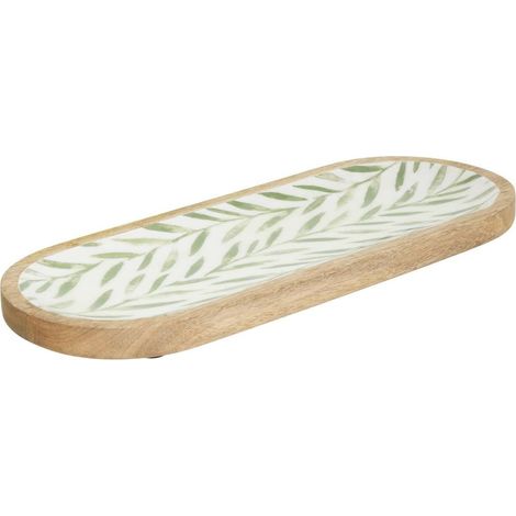 Plat de Présentation en Bois "Inaya" 40cm Vert Olive (1/2)
