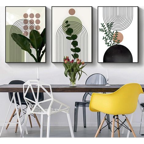 3er-Poster-Set – Bohème-Stil – Ästhetische Pflanzenmotive – Moderne abstrakte Kunst – Wanddekoration – Bohème-Dekor – Ungerahmt, 20 x 30 cm – 3 Stück (1/5)