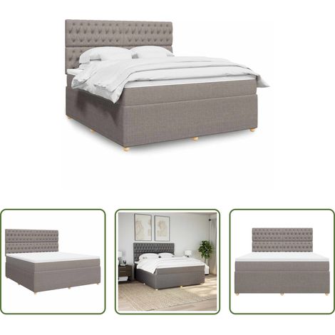 vidaXL Taschenfederkern - Boxspringbett mit Matratze Taupe 180x200 cm Stoff (1/5)