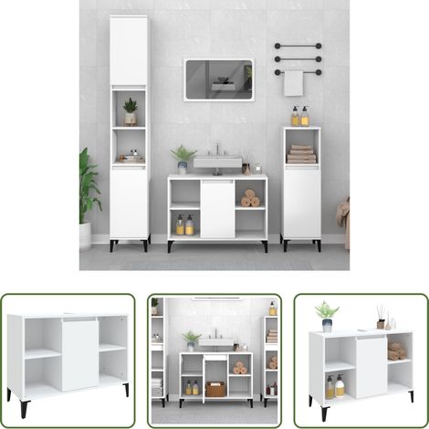 vidaXL Badezimmermöbel - Waschbeckenunterschrank Weiß 80x33x60 cm Holzwerkstoff (1/5)
