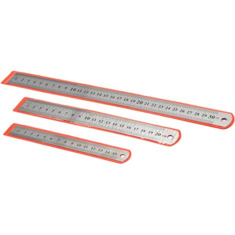 Ensemble de 3 règles à double échelle en acier inoxydable, 15-30 (1/5)