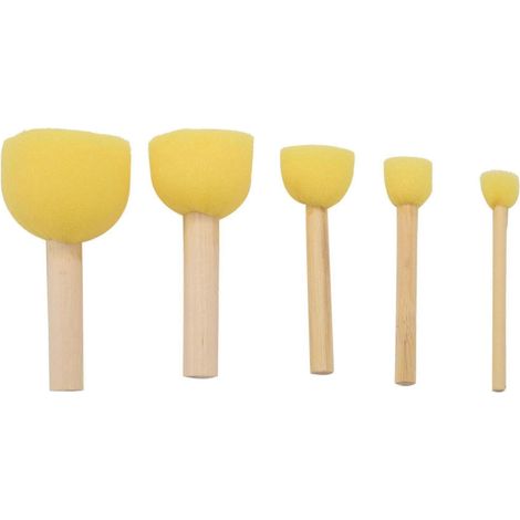 Lot de 30 pinceaux ronds en mousse - Pack économique de pinceaux pour pochoirs - 5 tailles différentes - Idéal