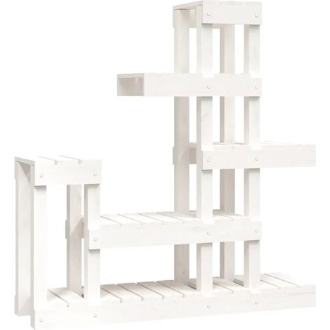 Supporto per piante in legno massello per casa e giardino 92 x 25 x 97 cm design unico atmosfera accogliente pino bianco 020048472