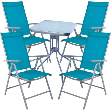 Bistrogarnitur 5-teilig Silber/Petrol-MMC33081+4xMMC5000P (1/3)