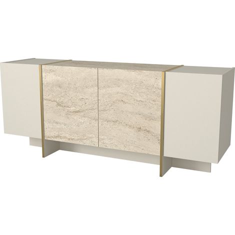 Anrichte aus Holz "Veyron" - 180 x 46 x 75 cm - Travertin, Sandstein