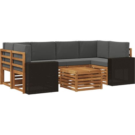 Conjunto de sofás de exterior 7 uds. Natural y Antracita vidaXL (1/5)